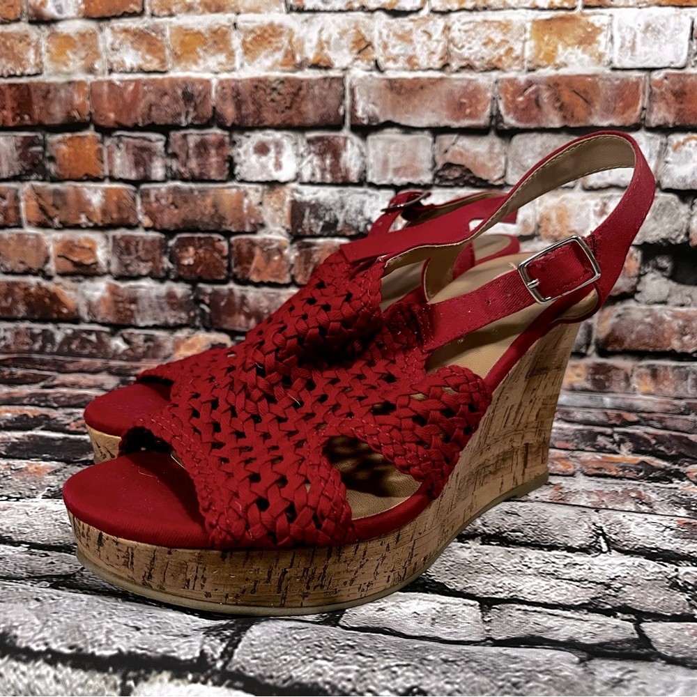 Red Wedge Sandals